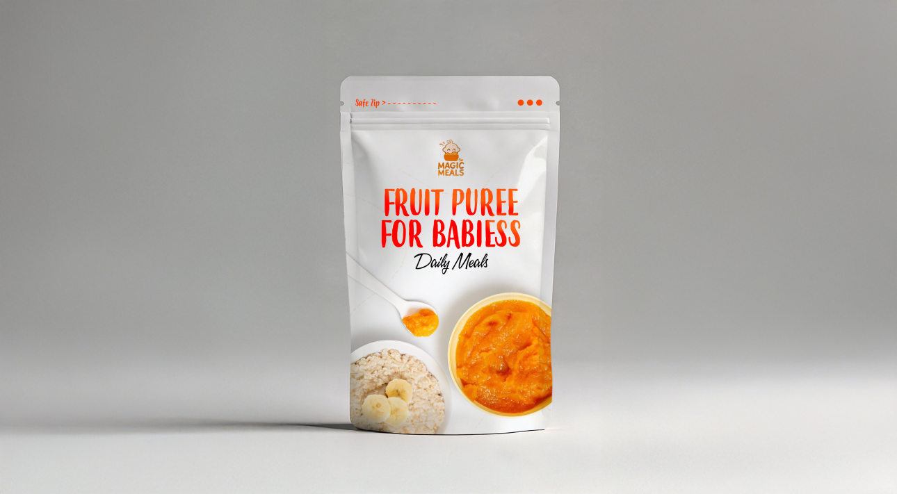 Fruit puree pouch for babies
